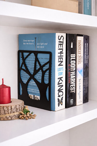 VENON 2 τεμάχια Μαύρη βιβλιοθήκη Ξύλινη μεταλλική στήριξη βιβλίων Διακοσμητικ...