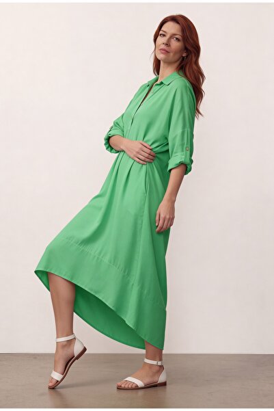 DenizEge Φόρεμα με λεπτομέρεια με δαχτυλίδι από βισκόζη πράσινο