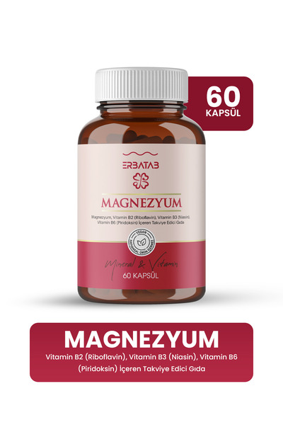 Erbatab Magnezyum 3 Lü Form (BİSGLİSİNAT, SİTRAT, MALAT) & Vitamin B2 , B3 , ...