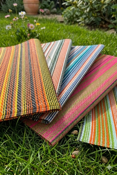 SİMEREV HALI HOME CONSEPT Plastik Halı Renkli Katlanabilir Çift Taraflı Plaj ...