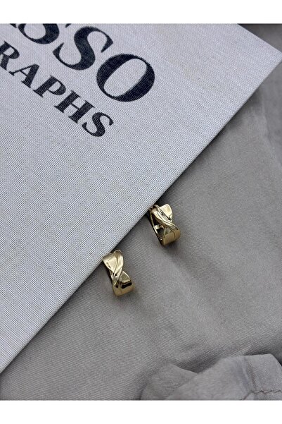 Hedef Bijuteri Gold Color Basic Curved Infinity Model Earrings Cm151
