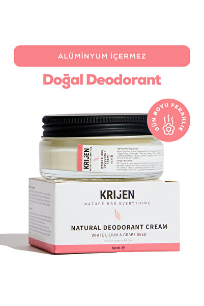 Krijen Doğal Deodorant - Beyaz Zambak & Üzüm Çekirdeği Krem Deodorant 50 Ml-B...