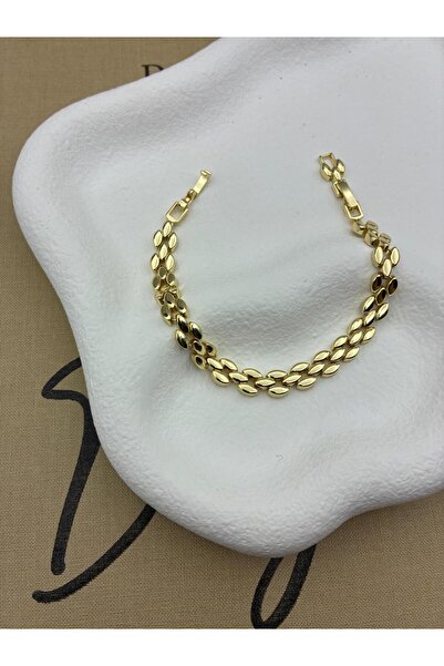 Hedef Bijuteri 14K Gold Renk Basıc Üç Sıra Oval Saat Kordon Bileklik CM106