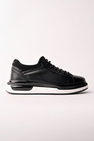 MUGGO Rei̇d H Genuine Leather Men's Thick Sole Lace-Up Daily Casual Sneaker