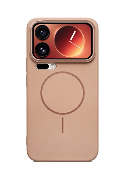 Mİ 17 Pro Max Uyumlu Magsafe Wireless Şarj Özellikli Gold Renkli Sert Sararmaz Silikon Kılıf