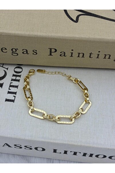 Hedef Bijuteri 14K Gold Renk Oval Zincir Detay Bileklik CM122