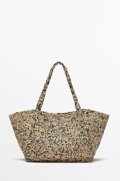 Massimo Dutti %100 hasır orta boy tote çanta
