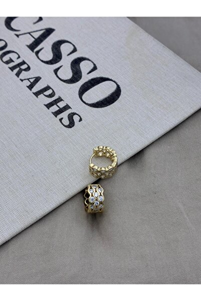 Hedef Bijuteri Xuping Gold Color Thick Wavy Zircon Stone Hoop Earrings