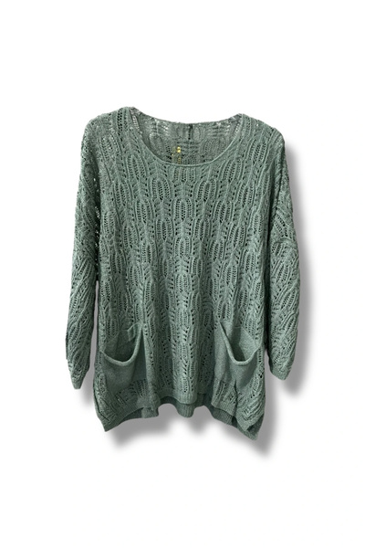 SUMEF Γυναικεία πλεκτά Mercerized διάτρητη μπλούζα με τσέπη Casual Μοντέλο 38...