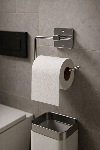 Sas Haus Yapışkanlı Krom WC Kağıtlık / Tuvalet Kağıtlık – Deliksiz Montaj, Er...