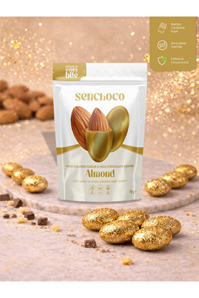 Gerçek Altın Şeker ve Sütlü Çikolata Kaplı Badem 70 g