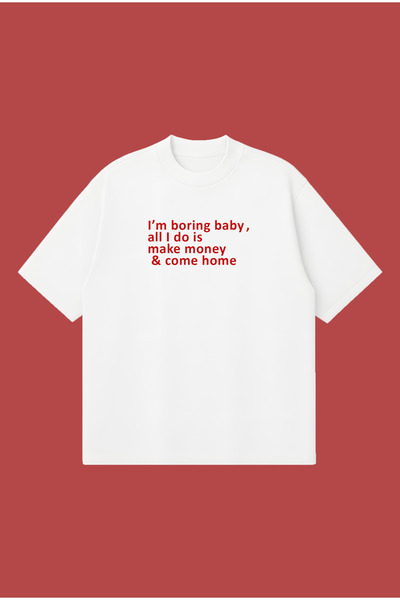 PURE POWER Im Boring Baby Oversize Boxy Fit Unisex 100% Cotton Tshirt – Print...