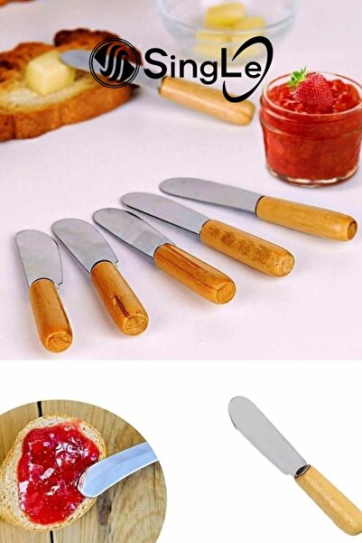 Single 6-Piece Wooden Handle Breakfast Butter Jam Knife Breakfast Knife Set
