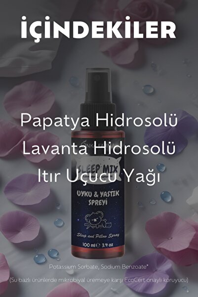 OnkaFarma SleepMix Uyku Yastık Spreyi 100 ml (Lavanta & Papatya) Rahatlatıcı Dinlenme Sleep Pillow Spray