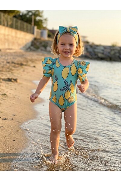 rg kidsstore Kız Bebek UV Korumalı Tam Likralı Hızlı Kuruyan 2 Parça Mayo Set...