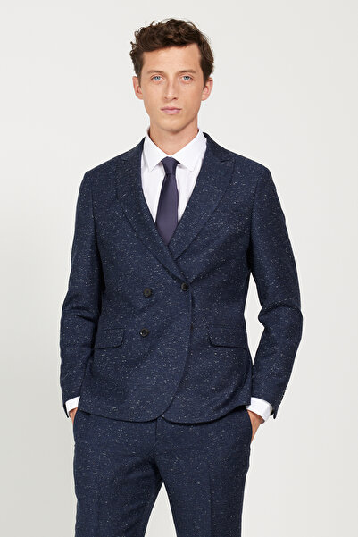 ALTINYILDIZ CLASSICS Ανδρικό μπλε Navy Slim Fit Slim Fit Swallow Collar Tweet...