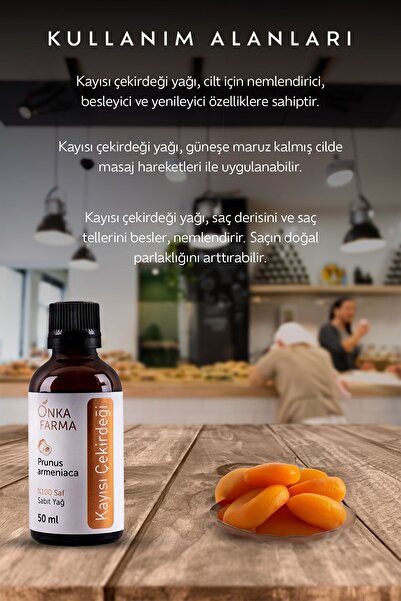 OnkaFarma Onka Farma Kayısı Çekirdeği Yağı - Soğuk Sıkım %100 Saf - 50 ml