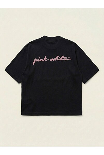 NİCE Pink-White Script Boxy Fit Oversize Unisex 100% Cotton Tshirt – Printed ...