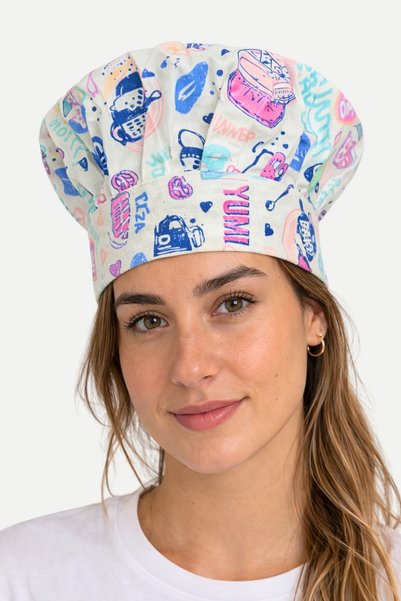 sevilya Adjustable Chef's Beret Adjustable Chef's Hat Chef Hat Patterned Chef Hat