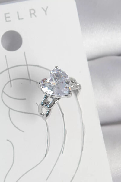 Skygo أقراط نسائية من النحاس الفضي اللون بحجر الزركون على شكل قلب - TJ-BKP10563