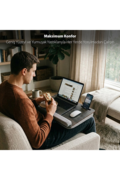 Vigo Wood Cushioned Laptop Stand Antique Gray-Ls025