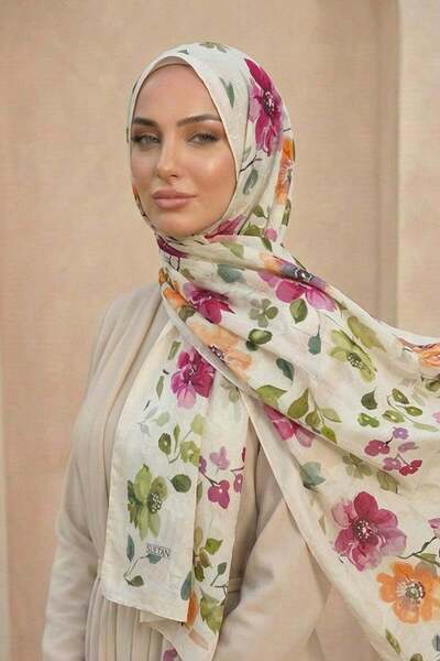 Sultan Eşarp Sultan Desenli Bambu Kraş Şal - Nisan Modeli - DK01-01