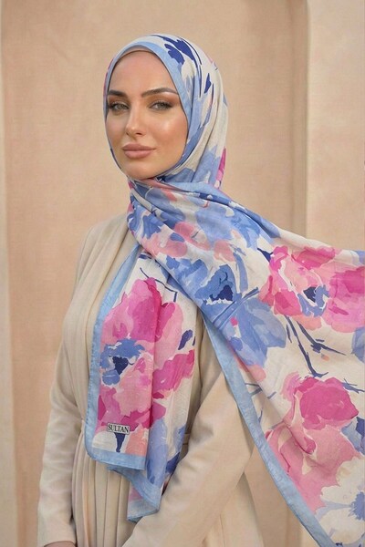 Sultan Eşarp شال من الخيزران منقوش من سلطان - موديل غيزيم - DK02-12