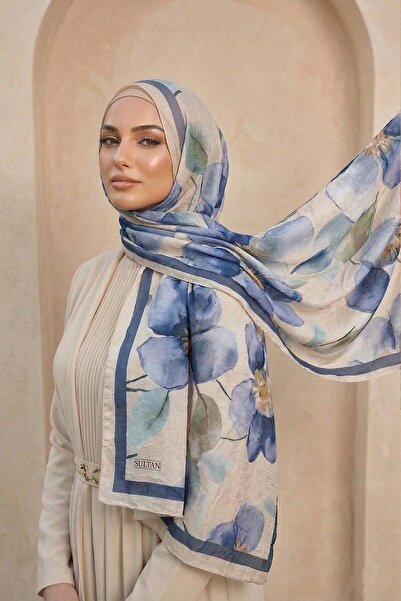 Sultan Eşarp شال من الخيزران منقوش من سلطان - موديل ياسمين - DK04-05