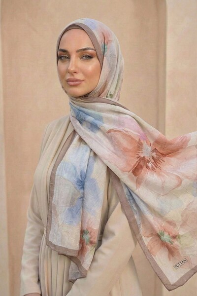 Sultan Eşarp شال من الخيزران منقوش سلطاني - موديل أييلين - DK03-08