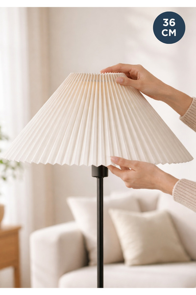 HOMİNG Homing Umbrella Pileli Kumaş Lambader Başlığı Krem 36 cm