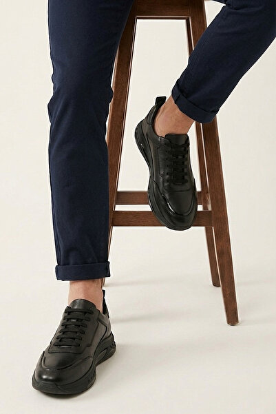 Ziya , Ανδρικό αθλητικό παπούτσι από γνήσιο δέρμα 1611065Z006 Μαύρο