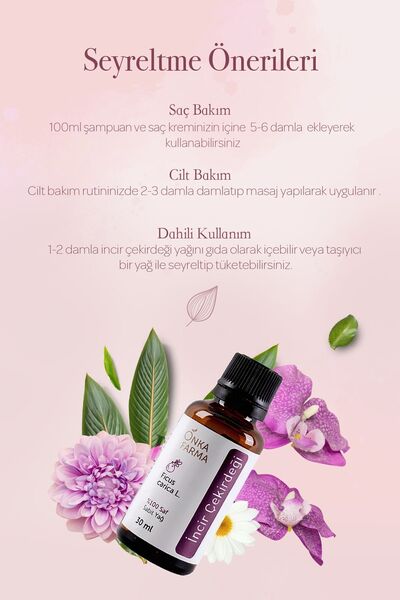 OnkaFarma Onka Farma Incir Çekirdeği Yağı - %100 Saf Incir Çekirdeği Yağı - Soğuk Sıkım - 30 ml