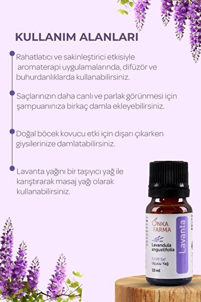 OnkaFarma Onka Farma Tıbbi Lavanta Yağı - %100 Saf Doğal Katkısız Lavanta Uçucu Yağ - 10 ml
