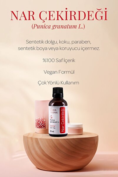 OnkaFarma Onka Farma Nar Çekirdeği Yağı - %100 Saf Nar Çekirdeği Yağı - Soğuk Sıkım - 50 ml