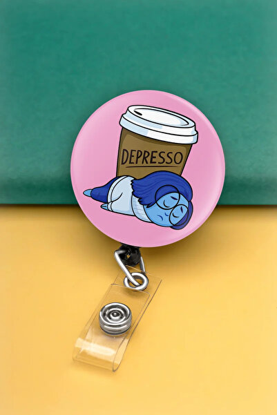 Apptakı Depresyondayım Metal Buton Yoyo Yaka Kartığı Kart Tutucu Yoyo Kartlık...