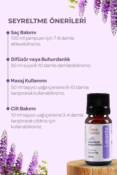 OnkaFarma Onka Farma Tıbbi Lavanta Yağı - %100 Saf Doğal Katkısız Lavanta Uçucu Yağ - 10 ml
