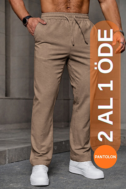 GHASSY CO. بنطلون رجالي مرن من الليكرا بقصة عادية، برباط عند الخصر، لا يصل إل...