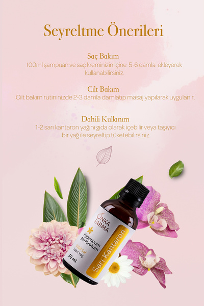 OnkaFarma Onka Farma Sarı Kantaron Yağı - 0,3-0,5 Düşük Asitli Sızma Zeytinyağı Maserasyonu - 50 ml