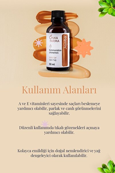 OnkaFarma Onka Farma %100 Saf Jojoba Yağı - Soğuk Sıkım - 50 ml