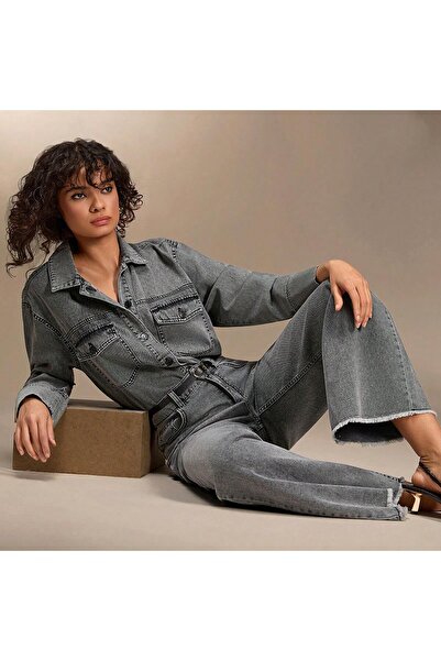 connemara Blugi de damă, gri, cu talie înaltă, croială normală, din denim