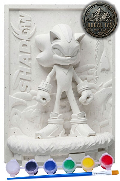 Craft3D Atölye Sonic-Shadow 15 cm Figür Taş Biblo Çocuk Boyama Etkinliği Boya...