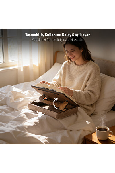 Vigo Wood Minderli Kitap Okuma Standı Ayarlanabilir Çizim Standı Laptop Sehpası Çalışma Sehpası