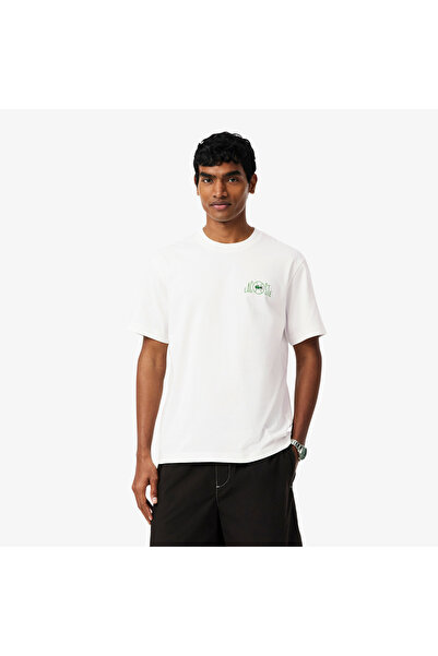 Lacoste Erkek Classic Fit Baskılı Beyaz T-Shirt