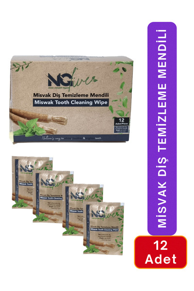 NGLIVE Doğal Misvak Diş Temizleme Mendili 12 Adet Pratik Ağız Bakım Ferahlık ...