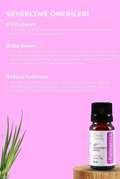 OnkaFarma Onka Farma %100 Saf Palmarosa Uçucu Yağı - 10 ml