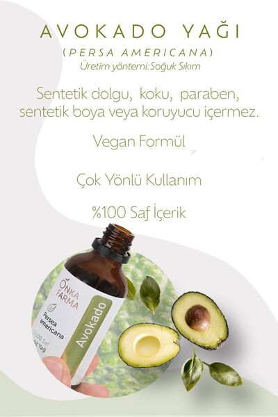 OnkaFarma Onka Farma %100 Saf Avokado Yağı - Soğuk Sıkım Avokado Yağı - 50 ml