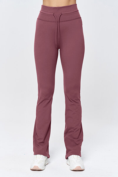 bilcee بنطلون نسائي عالي الخصر ذو نسيج ناعم بلون البرقوق 9909