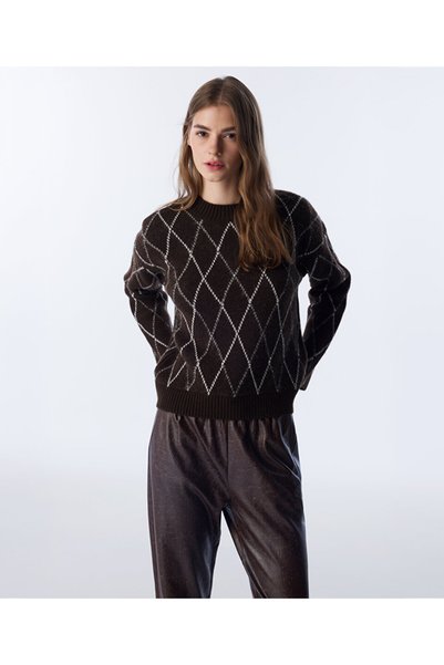 Twist PULOVER CU PIATRĂ STRASS CU MODEL BAKLAVA