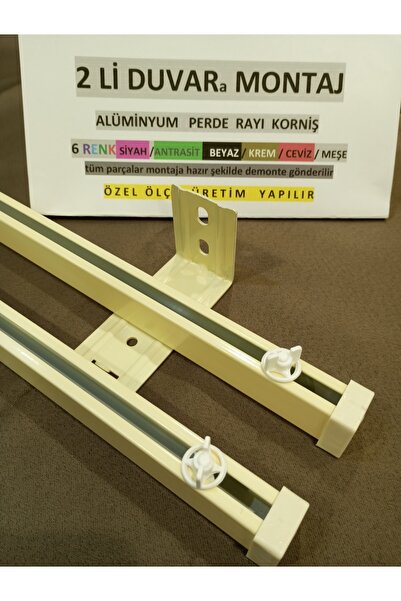 özdeğer home 175cm MONTARE PE PERETE 2 șine de perdea din aluminiu pentru cor...