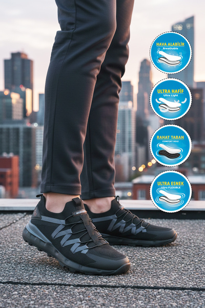 WALKWAY Bestof Bst-650 M Μαύρα ανδρικά αθλητικά παπούτσια που αναπνέουν, εύκα...